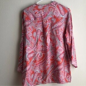 Coral Paisley Long-Sleeve Tunic Top
